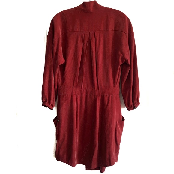 EVER - red asymmetric silk shirt dress - P - Picture 10 of 12